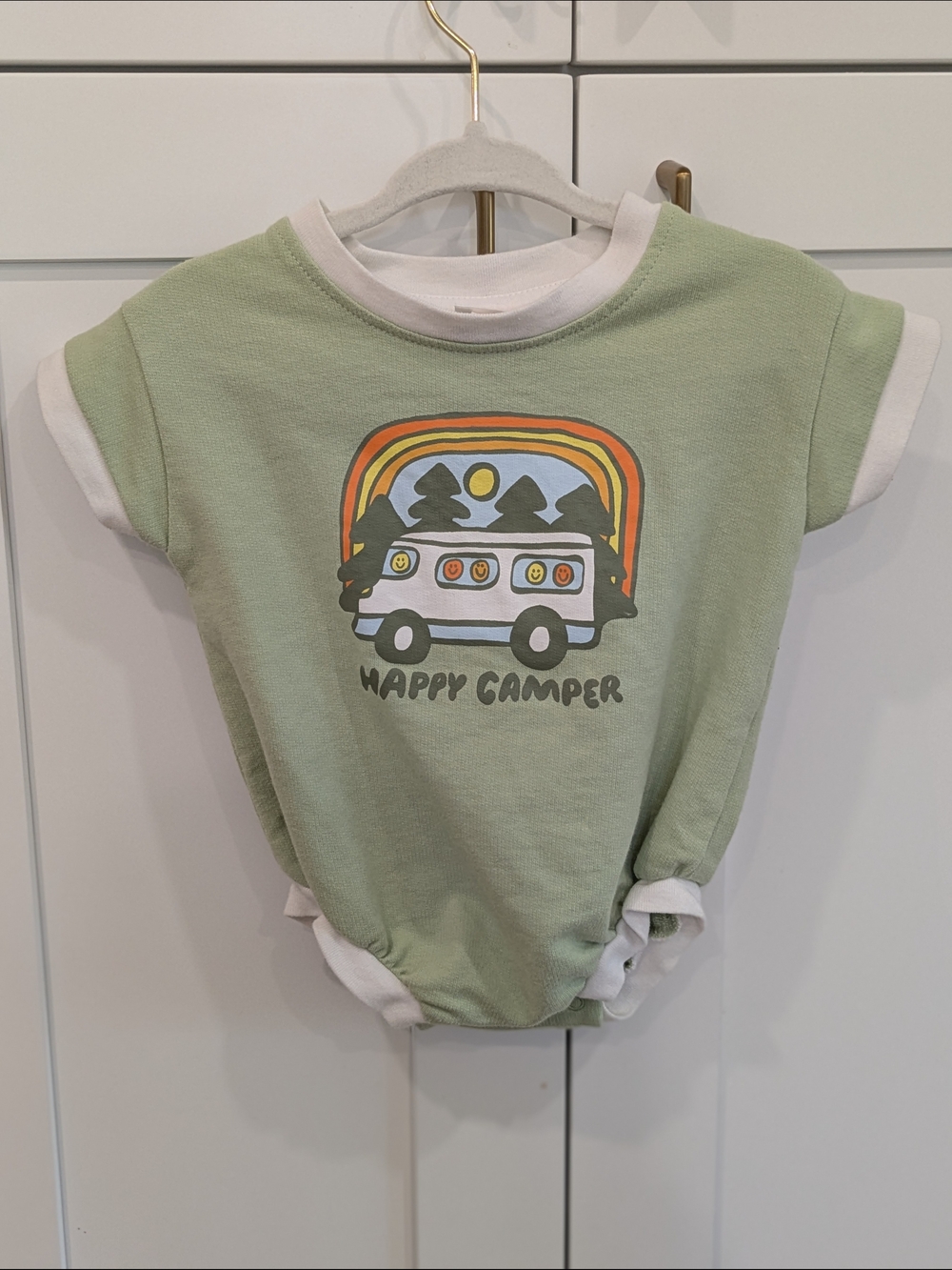 Cat & Jack Sage Green Camper Onesie Bubble